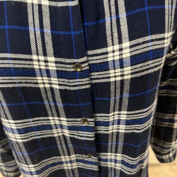Audele Blue, Black & White Plaid Flannel Button Down. XS - Picture 2 of 8